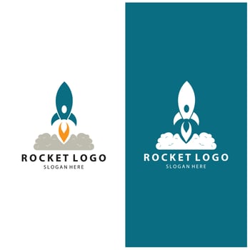 Creative and modern rocket logo starship launch template design vector