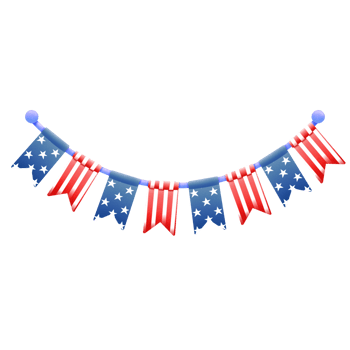 4th of July bunting decoration png