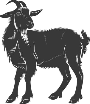 silhouette goat animal black color only full body vector