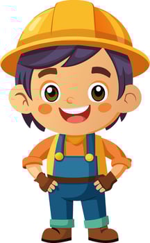 funny cartoon builder vector