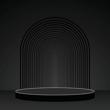 Black stage podium for products decoration suitable background. Product presentation, mock up, show cosmetic product, Podium, stage pedestal or platform. vector