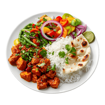 3D Rendering of a White Rice with Spices in a Plate on Transparent Background png