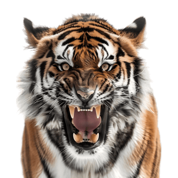 3D Rendering of a Roaring Tiger on Transparent Background png