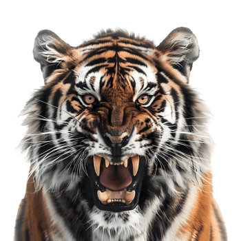 3D Rendering of a Roaring Tiger on Transparent Background png