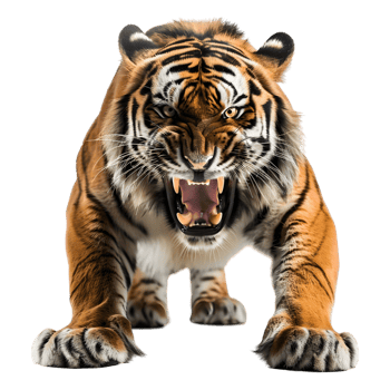 3D Rendering of a Roaring Tiger on Transparent Background png