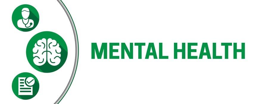 White and Green Mental Health Illustration with World Map Background vector