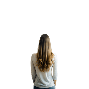 Young Woman Standing With Her Back to the Viewer on a Transparent Background png