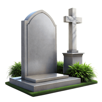 Realistic Tombstone and Cross Monument on a Transparent Background png
