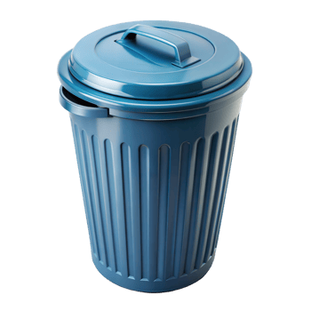 Blue Plastic Trash Bin With Closed Lid and Transparent Background png
