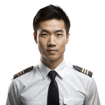 Portrait of a Young Male Pilot in Uniform With Epaulettes on Transparent Background png