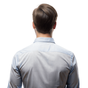 Young Man in a Blue Shirt Viewed From Behind Against a Transparent Background png