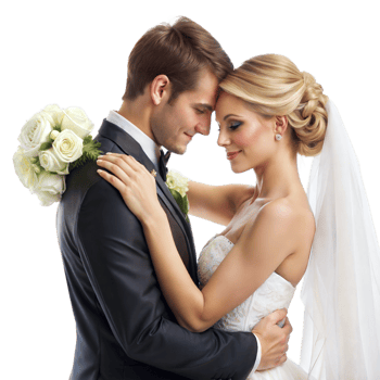 Tender Embrace Between Newlyweds in Formal Attire With a Transparent Background png
