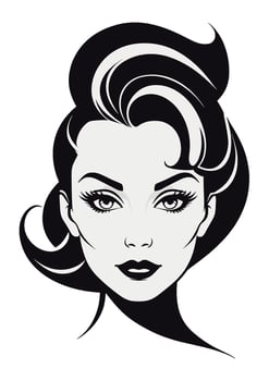 Pompadour layered hair in front with slick back the rest hairstyle 50s vector