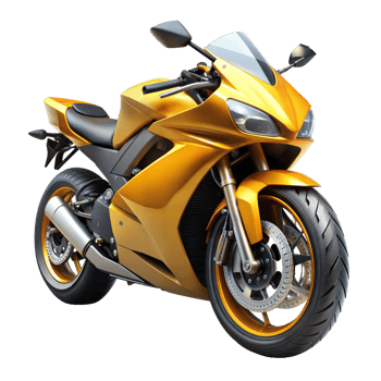 A sleek yellow sports bike stands ready for action png
