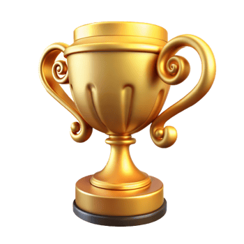 A golden trophy is displayed on a plain white surface png