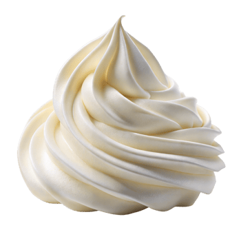Close up view of a single whipped cream ball on a plain white background png