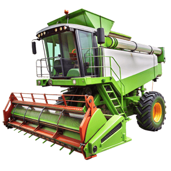 Green combine harvester isolated on transparent png