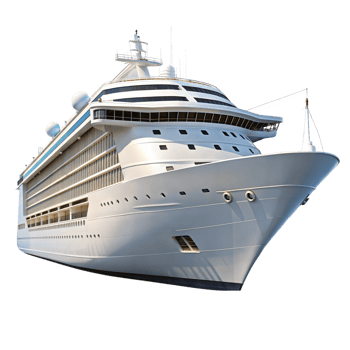 Isolated view of a large cruise ship against a transparent backdrop png