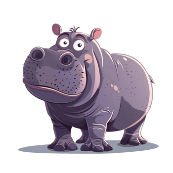 Hippo flat illustration png