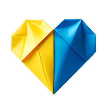 Handmade Paper Origami Heart with Blue and Yellow Colors Isolated on White Background Autism Awareness Concept png