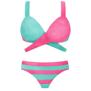 Summer two piece bikini swimsuit, pink green png