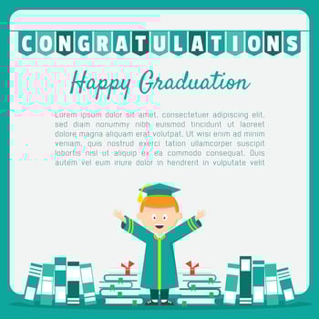Happy Graduation Day poster with a boy celebrates his graduation vector