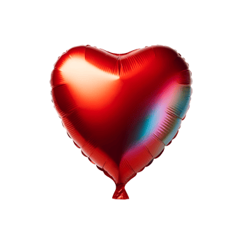 Heart-Shaped Balloon in Red Isolated on Transparent Background - Perfect for Valentine's Day, Weddings, or Birthday Parties, 4K Wallpaper, Wall Art png