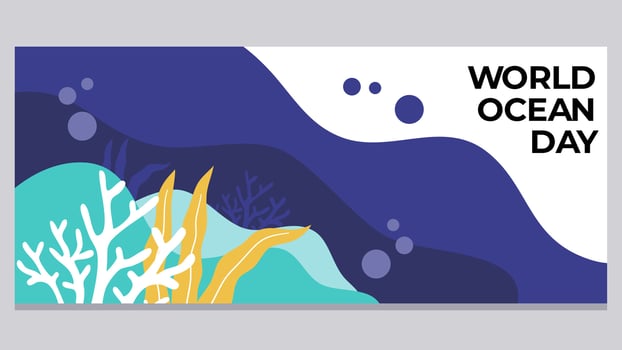 Ocean world day banner background vector