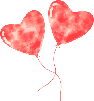 Love balloon Valentine Watercolor Decoration png