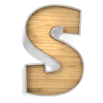 Wood Font S 3d render png