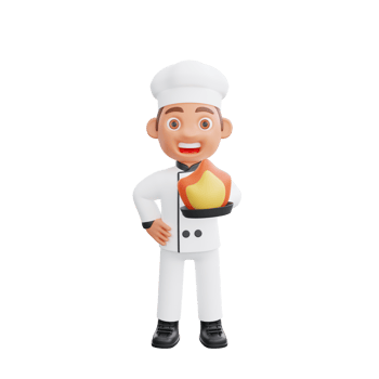 3D illustration of a chef cartoon character design png