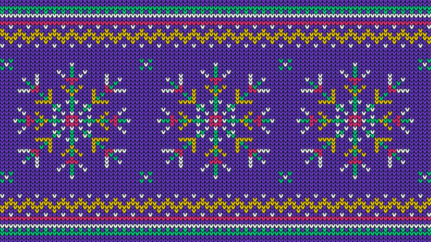 Knitted pattern with jumping deer and Christmas trees. Knit nordic ornament with reindeer and fir. vector