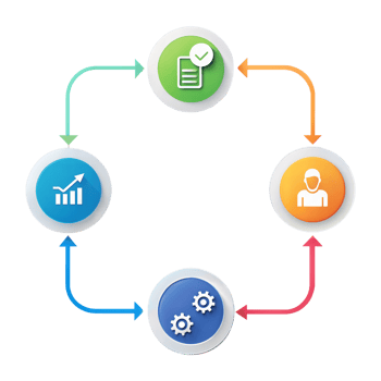 Circular Flow Diagram Featuring Business Process Icons With Transparent Background png