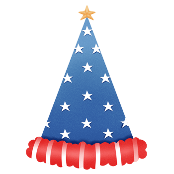 Illustration Party Hat with Flag of the United States of America. Accessory for American Holidays. png