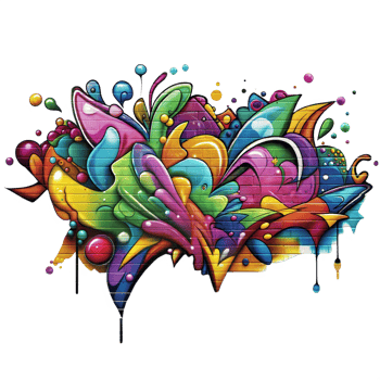 Colorful Graffiti Art Bursting With Abstract Shapes on a Transparent Background png