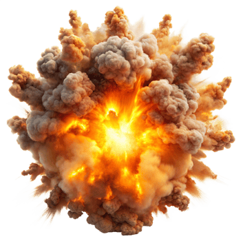 Intense Fiery Explosion With Billowing Smoke on a Transparent Background png