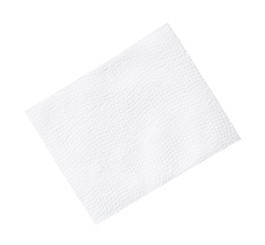Top view of folded tissue paper or napkin paper isolated with clipping path in file format png