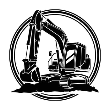 line art Simple Digger Logo Flat Black vector
