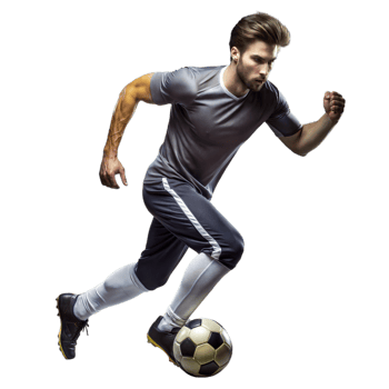 Athletic man in sportswear skillfully controlling a soccer ball png