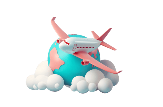 airplane flight on earth 3d element, vacation travel journey png