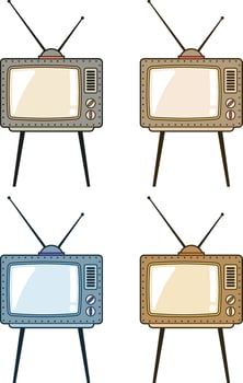 Retro TV with antennas vector