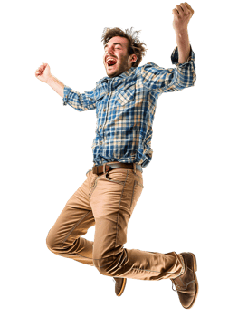 A man is jumping in the air with his arms outstretched png