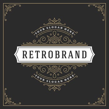 Ornament logo design template flourishes calligraphic vintage frame. vector