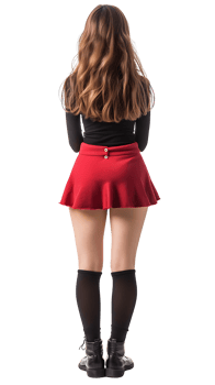 A woman in a red skirt and black top png