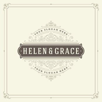 Ornament logo design template flourishes calligraphic vintage frame. vector