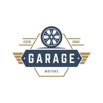 Car wheel logo template design element vintage style vector