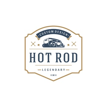 Hot rod car logo template design element vintage style vector