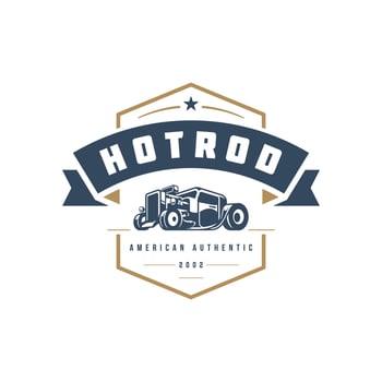 Hot rod car logo template design element vintage style vector