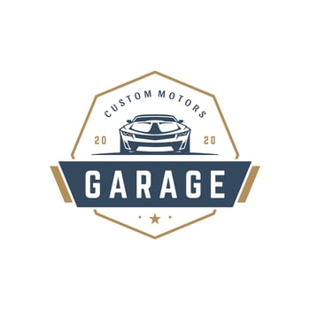 Muscle car logo template design element vintage style for label or badge vector