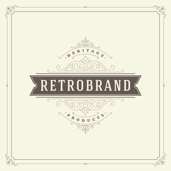 Ornament logo design template flourishes calligraphic vintage frame. vector